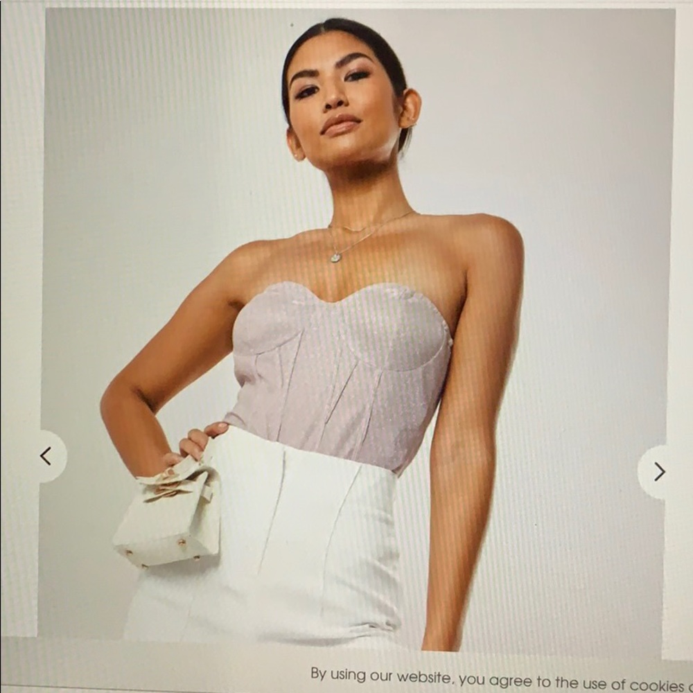 Blush glitter corset bandeau bodysuit